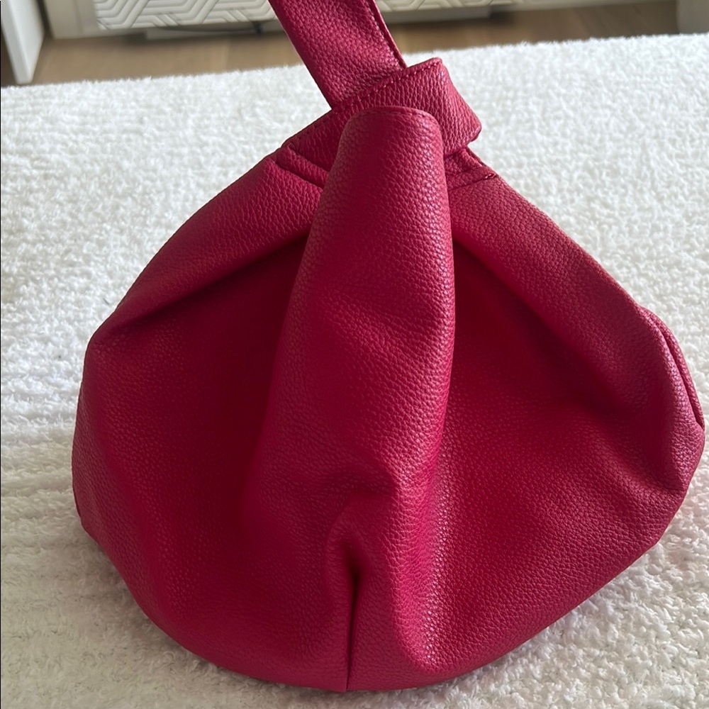 Faux leather fuchsia/hot pink tote